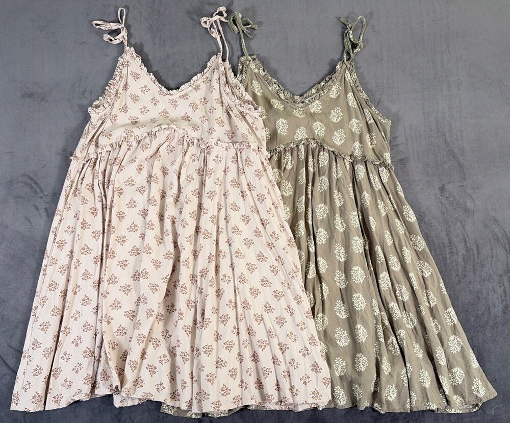 2) Patrons Of Peace ‘Malibu Dress’ Midi Sun Dress Medium Sage & Beige Charity